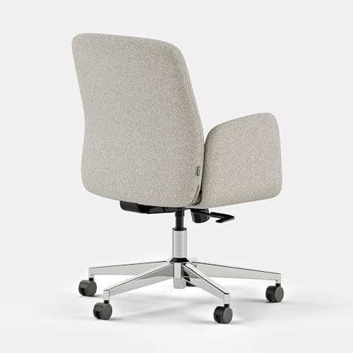 Branch Softside Mid Century Modern Office Chair, Boucle Fabric - Removable Arms with Luxury Cloud-Like Comfort - Adjustable Height - Integrated Lumbar Support - Oatmeal