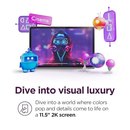 Lenovo Tab Plus - 2024 - Premium Entertainment Tablet - 8 JBL® Speakers - 11.5" 2K LCD Touch Display - 8GB Memory - 128GB Storage - MediaTek™ Helio G99 - Folio Case Included - Luna Grey