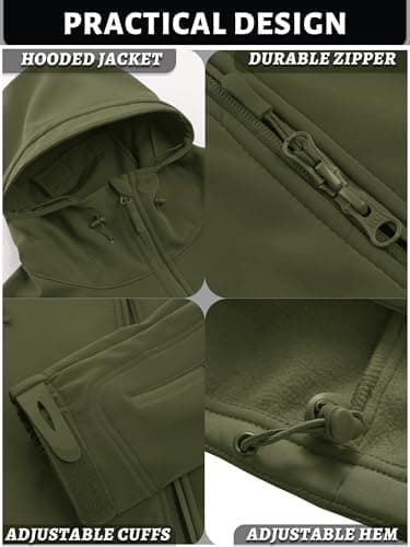 TACVASEN Men's Special Ops Military Tactical Soft Shell Rain Warm Fleece Lined Jacket Winter Hood Coat Hiking Snowboard