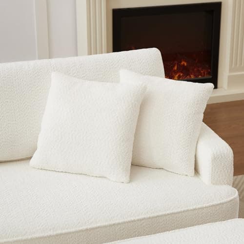 Upholstered Chaise Lounge Chair Indoor with Ottoman Boucle Chaise Lounge Fluffy Reading Chairs for Office Living Room Bedroom Relaxing (Boucle Biege)