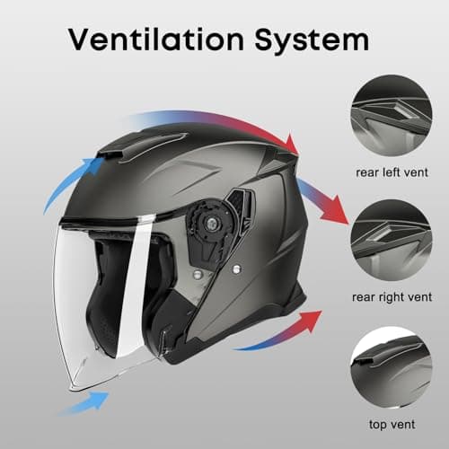 Motorcycle Helmets for Adults, Open Face Motorcycle Helmet with Dual Visor, Casco para Moto DOT Certified, ATV Dirt Bike Snowmobile Motocross Helmet for Men Women, Quick Release Strap, AP-836