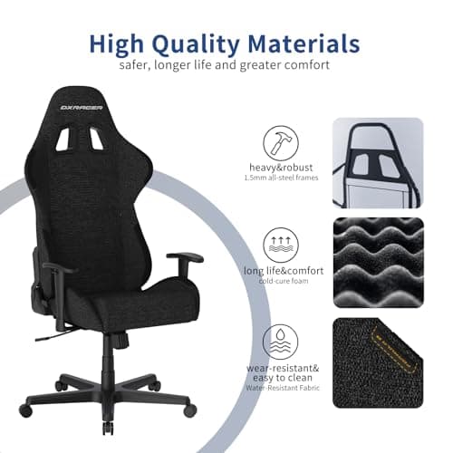 DXRacer Formula Gaming Chair - Ergonomic Chair for Computer and Video Game, Memory Foam Headrest, Lumbar Support, Water-Resistant Fabric, Black