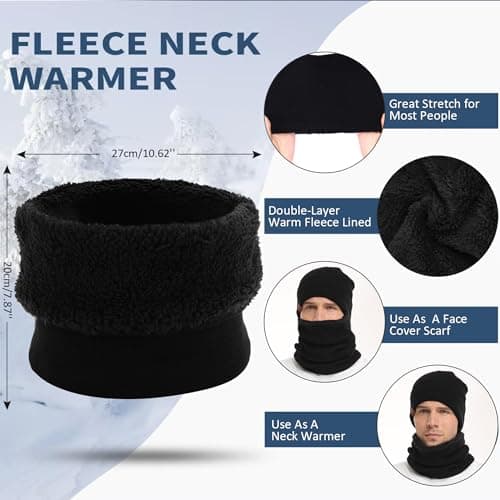 Winter Beanie Hat Scarf Touchscreen Gloves Set for Men and Women, Beanie Gloves Neck Warmer Set with Warm Knit Fleece Lined