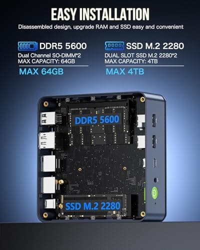 GMKtec Mini PC Gaming, K6 AMD Ryzen 7 7840HS Dual NIC LAN 2.5Gbps Desktop Computer, 32GB DDR5 (16GB*2) 1TB PCIe4.0 SSD, USB4.0, HDMI, DP, USB-C, WiFi 6E, BT 5.2