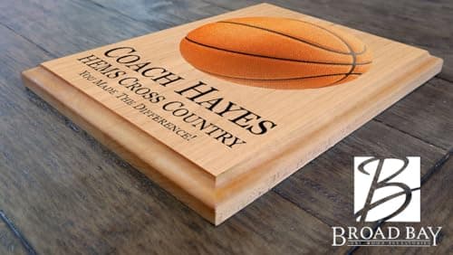 Basketball Coach Gift Plaque - Coaches Recognition Award Trophy - SIGNABLE PERSONALIZED For Team Signatures & Thank You Notes - Solid Wood - 8.5in x 11in x .75in (Basketball Coach)
