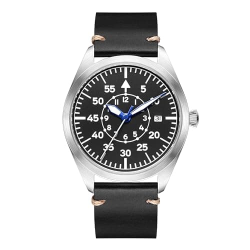 Boyarca Pilot Watch Men's Aviator Wrist Watch Japan Automatic Movement Mechanical Watches Stainless Steel Case Flieger Timepieces with Luminous Waterproof