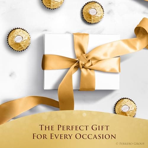 Individually wrapped hazelnut chocolate, gourmet chocolate candy for gifting a sweet treat or snacking Ferrero Rocher Chocolate Candy, Hazelnut Milk Chocolates, 42 Ct, 18.5 oz B07W738MG5