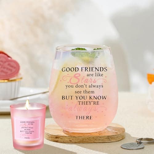 Yalucky Friendship Gifts for Women Wine Glasses Drinking Personalised Birthday Gifts for Friend Men Special Friends Gift Leaving Gift for Her Colleague Best Friend B0C69J45XJ