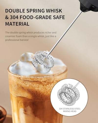 CIRCLE JOY Rechargeable Milk Frother Handheld, Dual Coil Whisk Head Electric Coffee Frother, Portable Hand Frother Wand Drink Mixer for Matcha Lattes Cappuccino, Kitchen Gifts, Black B0DPG6SNV1