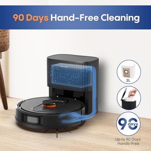 Robot Vacuum and Mop with Self-Emptying, Robotic Vacuum with 90-Day Hands-Free, Mapping, 5000Pa, LiDAR Navigation, Cleaning, Wi-Fi/App/Alexa Control, No-Go Zones,Ideal for Pet, Hard Floors, Carpet