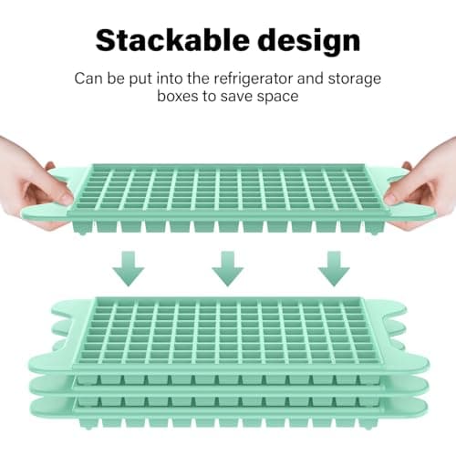 Mini Ice Cube Tray for Freezer: FDDBI Small Ice Trays for Freezer with Bin - 117×4PCS Easy Release Nugget Ice Tray - Crushed Ice Tray with Container