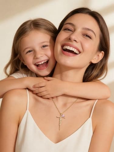 Mothers Day Religion Christian Pendant for Mom 14K Gold Mom Cross Necklace Mother Jewelry Birthday Gift B0GSV5Q8C6