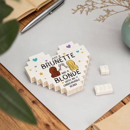 Acrylic heart building blocks, unbreakable bond desk decor, birthday gift for best friend, bestie, friend or soul sister Friendship Gifts for Women, Bestie Heart Building Block Decor B0FWY33Y5V