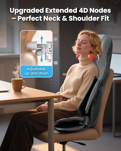 COMFIER Shiatsu Neck & Back Massager with Heat, Full Back Coverage Massage Chair Pad with 4D Kneading & Adjustable Neck Nodes, Waist & Hip Compression, Mother Day Gift for Mom