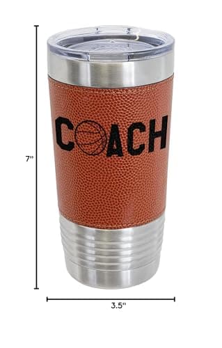 Basketball Coach Stainless Steel Tumbler - 20oz Insulated - Textured Basketball Look and Feel