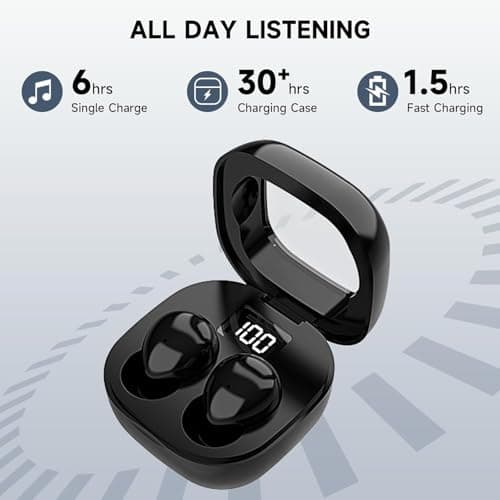 Mudtun Invisible Sleep Earbuds, Smallest Sleep Headphones for Side Sleepers Low Profile Micro Tiny Discreet Hidden Earbuds for Work, Wireless Mini IPX5 Waterproof for Small Ear Canals, Deep Black