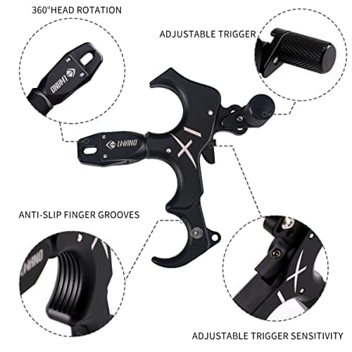 LWANO X1 Compound Bow Thumb Bow Release, 3&4 Finger Grip Adjustable Archery Release Aids
