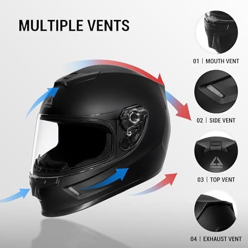TRIANGLE Kids Motorcycle Helmets Youth Full Face Helmet Lightweight with 2 Visors DOT Approved