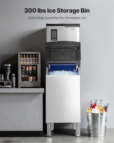 VEVOR Commercial Ice Maker Machine, 360LBS/24H Ice-Making Machine with 250LBS Large Storage Bin, Auto Self-Cleaning Ice Maker with Touchscreen for Bar Cafe Restaurant Business Commercial