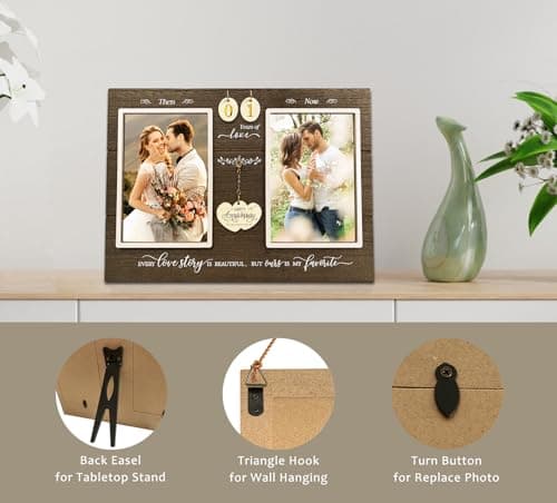 Anniversary Wedding Gifts for Couple Parents Wife Husband. (1-99) Years Then & Now Anniversary Picture Frames(3 Options).