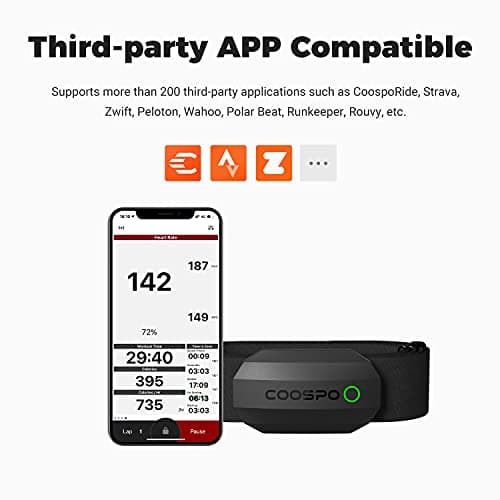 COOSPO Bluetooth Heart Rate Monitor Chest Strap H808S, ANT+ BLE HR Monitor Chest, HRM IP67 Waterproof, 300H Battery Life