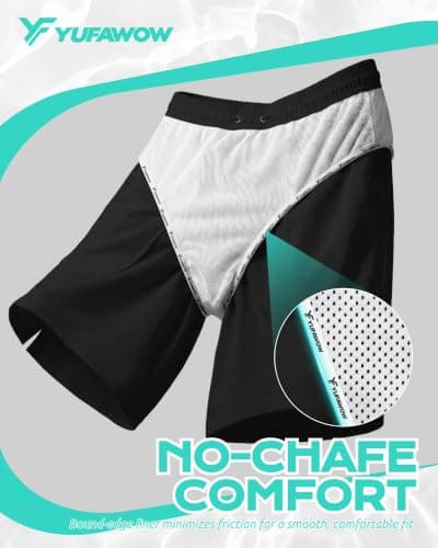 Yufawow 9 Inch Men Swim Trunks with Mesh Lining Quick Dry Breathable Pockets for Summer Beach Cruise Water Park Gym Running B0GSVD8XCG