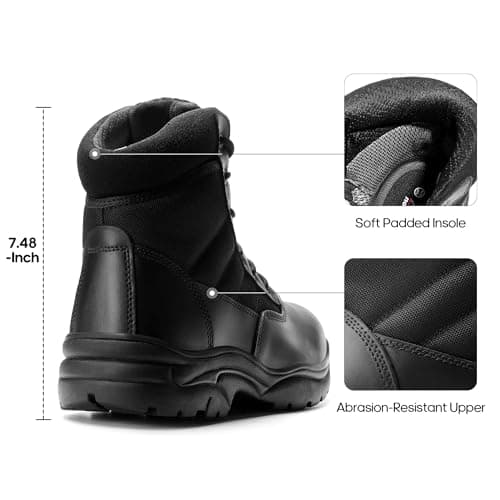 NORTIV 8 Men's Waterproof Tactical Work Boots Leather Outdoor Hiking Military 6 Inches Motorcycle Combat Boots