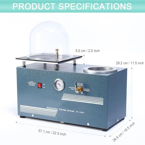 HAADID Vacuum Investing Casting Machine 2L - Vacuum Casting Machine with 3 CFM Pump & Bell Jar for Jewelry Casting Molds Processing 110V CM01