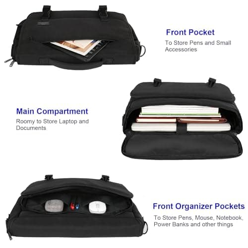 MATEIN Messenger Bag for Men, Briefcases Lightweight Men's Laptop Bag 15.6 inch Water Resistant Crossbody School Satchel Bags Computer Work Office Bag with Shoulder Strap, Black