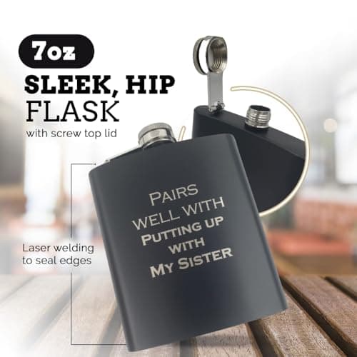 Brother in Law Gifts Funny Christmas, Cool Gifts for Brother in Law Adult Birthday Present, Bro-in-Law Funny Flask, Pairs Well Putting Up With Sister Flask (My)