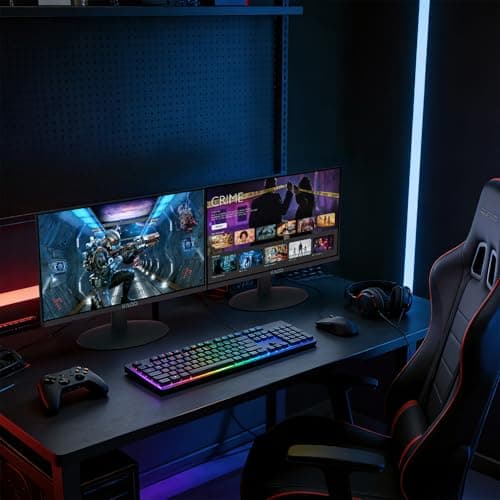 Kado Dual Monitor Setup - 2-Pack 22" 1920x1080 Computer Monitor 120Hz 105% sRGB Edgeless VESA Mount HDMI DisplayPort Office Gaming Built-in Speakers (E22 Gaming Dual Series)