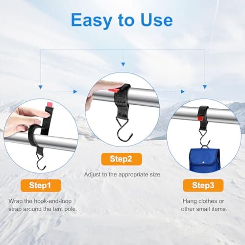 Fabflame 12 Pack Ice Fishing Shelter Tent Hooks, Heavy Duty Ice Fishing Shelters Coat Hooks Accessory Hanger for Ice Fishing Tent, Outdoor Camping, Hunting Blinds, Must-Have Ice Fishing Accessories