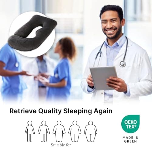 Pregnancy Pillow, Full Body 57 Inch Maternity Pillow with Removable Washable Cover - Sleep Support for Legs, Back, Neck, Shoulder, HIPS, Belly for Pregnent Women, Black Grey Velvet Cover