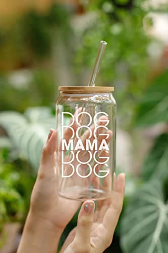 NewEleven Gifts For Dog Lovers, Dogs Owners, Dog Moms, Fur Mama - Dog Mom Gifts For Women - Cute Funny Gift For Women, Best Friend, Girlfriend - 16 Oz Coffee Glass