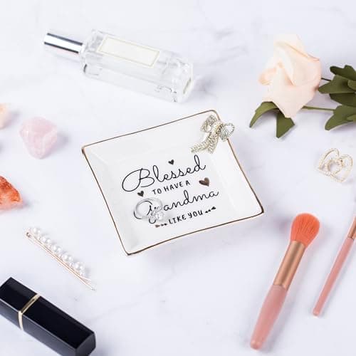 Grandma Birthday Gifts from Granddaughter Grandson, Gift for Grandma Jewelry Ring Dish Blessed to have a grandma like you, Mother's Day Christmas Valentines Day Gifts for Grandma Nana