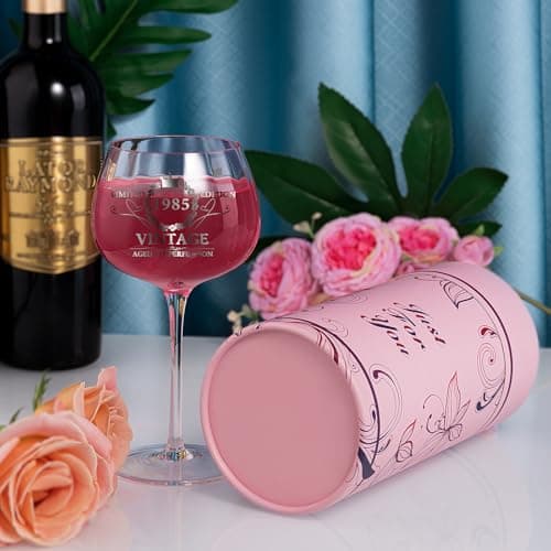 40TH Birthday Gifts for Her, Vintage 1985 40th Wine Glass, 40 Year Old Birthday Decorations For Women, Funny 40 Bday Gifts Idea For Women, Friends, Daughter, Sister Mom - Turning 40 Present