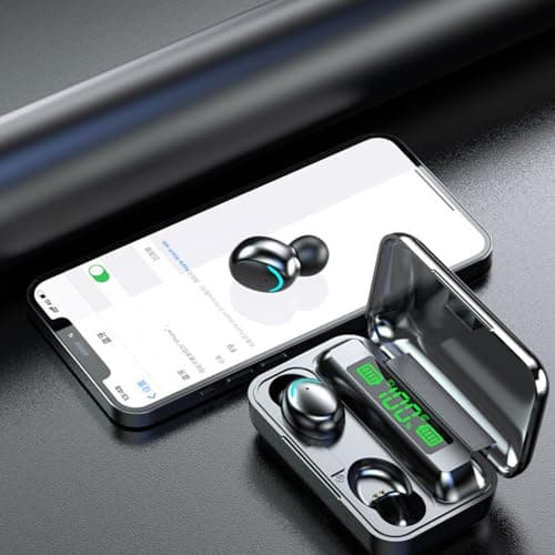 BSWLMDD Wireless Earbuds, Bluetooth 5.3 Headphones, Touch Control Noise Cancellation, HiFi Stereo with LED Display Charging Case, Suitable for Fitness/Running/Work