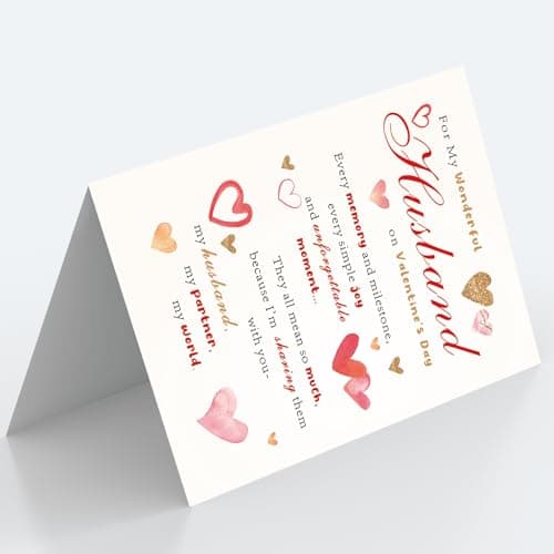 OJsensai Valentine’s Day Card for Wondful Husband, Valentines Decorations Gifts Ideas from Wife