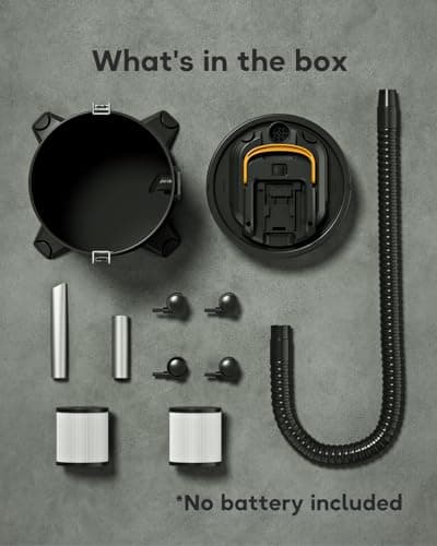 DeForce Cordless Ash Vacuum, for DeWalt 20V Max Battery, 4-Gallon Portable Vacuum Cleaner, Black, with Hose Nozzles HEPA Filters Wheels, for Pellet Wood Stove BBQ Grill (Bare Tool ONLY)