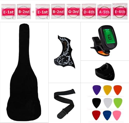YMC 38" Blue Beginner Acoustic Guitar Starter Package Student Guitar with Gig Bag,Strap, 3 thickness 9 Picks,2 Pickguards,Pick Holder, Extra Strings, Electronic Tuner -Blue