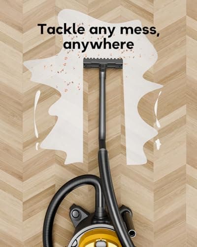 DeForce Cordless Shop Wet Dry Vacuums for DeWalt 20V Max Battery, 5.2-Gallon Portable Shop Vac, 17000Pa with Hose Nozzles HEPA Filters Wheels for Home Projects & Renovations, Mustard(No Battery)