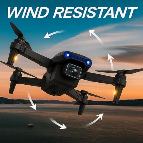 E99 Pro Foldable Drone with Dual 4K HD Cameras for Adults and Teens 14+ – FPV Live Video, Wind Resistant, 3 Speed Modes, One-Key Start, 360° Flips, 2 Batteries, Carrying Case