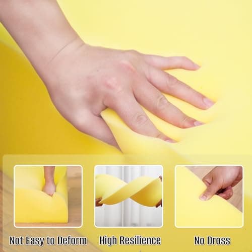 High Density Upholstery Foam Sheet, 1 x 16 x 79 Inch Yellow Polyurethane Padding, Cut-to-Size Cushion Replacement for Couch, Chair, Sofa, Bench & DIY Projects