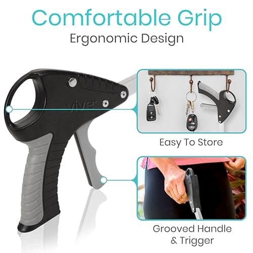 Heavy Duty for Seniors - Trash, Sticks, Litter Picker Upper - Extra Long Reach Handle & Handy Extension Arm Claw Vive Suction Cup Grabber Reacher 32" - Elderly Grab It Reaching Pickup Tool B00O47ILVA