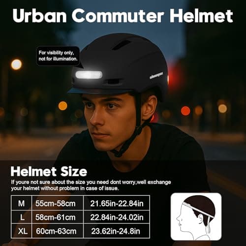 Bike Helmet, Shinmax Adult Cycling Helmet with USB Rechargeable LED Front and Back Light Bicycle Helmets for Men Women