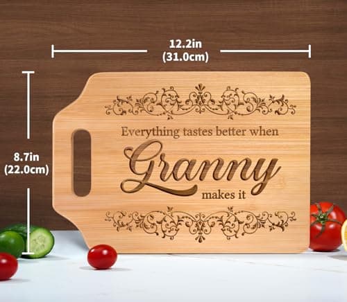 AceThrills Granny Gifts for Granny Birthday, Christmas from Grandkids - Engraved Bamboo Cutting Board 12.3"L x 8.7"W x 0.4"Th B0CYL84JGG