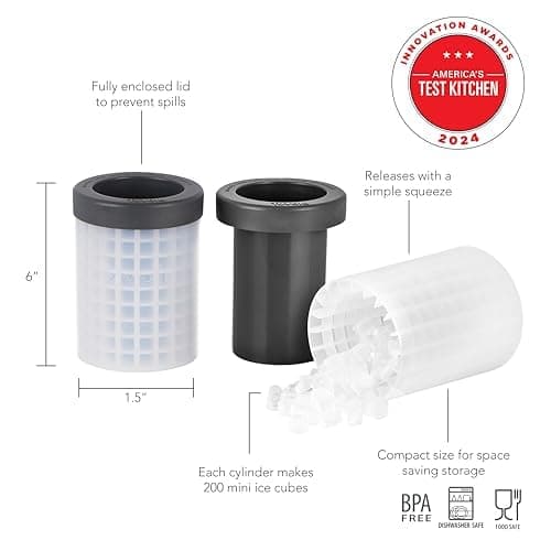 Tovolo Mini Ice Cylinder- Squeeze & Release- Set of 2, 1000422, Gray