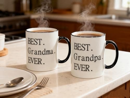 Mecai Grandparents Gifts-Best Grandma/grandpa ever -11 OZ ceramic Coffee Mugs set of 2- Novelty Christmas Birthday Thank You Gifts For Grandparents Ideas