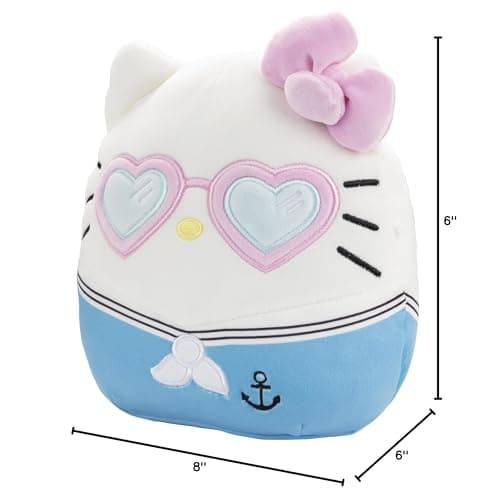 Soft Squishy Collectible Sanrio Summer Stuffed Animal Toy Gift for Kids, Boys & Girls Squishmallows 8-Inch Hello Kitty Sailor Jazwares Plush B0BT86R95G