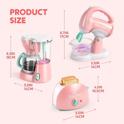 Joyin Play Kitchen Toys, Pretend Food Kitchen Accessories Girls Toy with Coffee Maker, Mixer, Toaster with Realistic Lights& Sounds, Birthday Gift for Kids B0CLVF5HM5